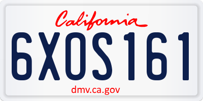 CA license plate 6XOS161