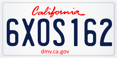 CA license plate 6XOS162