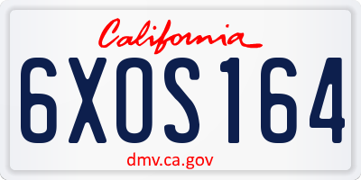 CA license plate 6XOS164