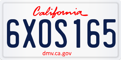 CA license plate 6XOS165