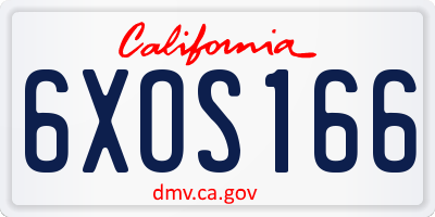 CA license plate 6XOS166