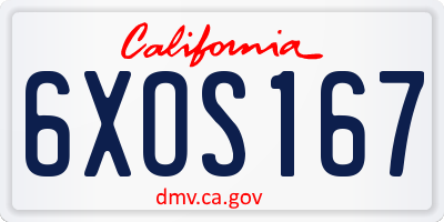 CA license plate 6XOS167