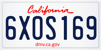 CA license plate 6XOS169