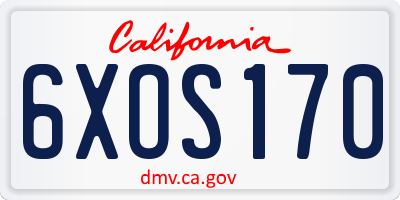 CA license plate 6XOS170