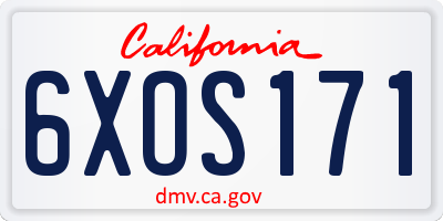 CA license plate 6XOS171