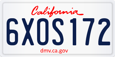 CA license plate 6XOS172