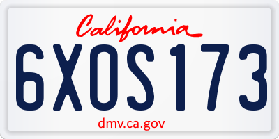 CA license plate 6XOS173