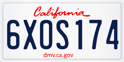 CA license plate 6XOS174