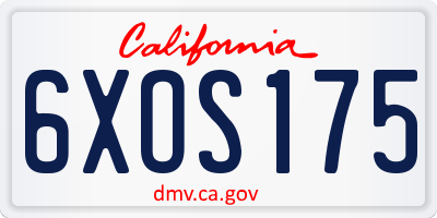 CA license plate 6XOS175