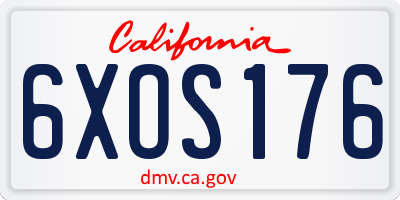 CA license plate 6XOS176
