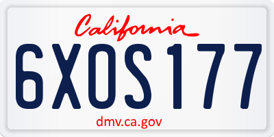 CA license plate 6XOS177