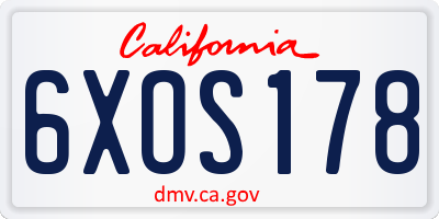 CA license plate 6XOS178