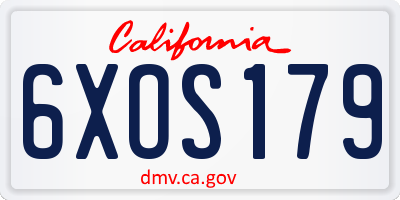 CA license plate 6XOS179