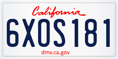 CA license plate 6XOS181