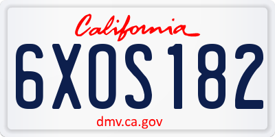 CA license plate 6XOS182
