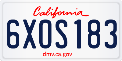 CA license plate 6XOS183