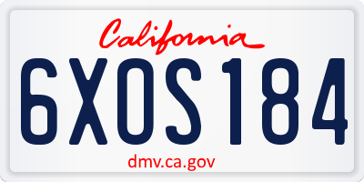 CA license plate 6XOS184