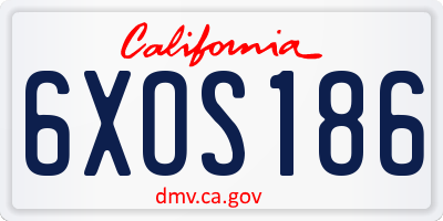 CA license plate 6XOS186