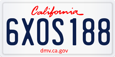 CA license plate 6XOS188