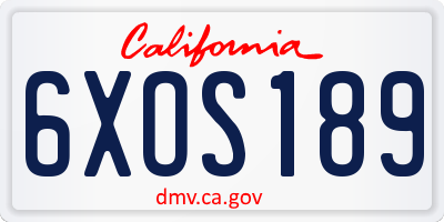 CA license plate 6XOS189