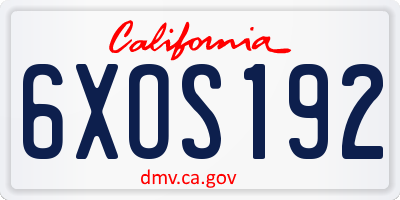 CA license plate 6XOS192