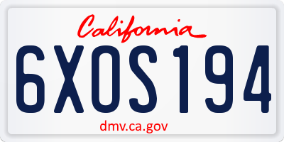 CA license plate 6XOS194