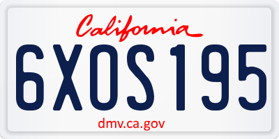 CA license plate 6XOS195