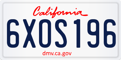 CA license plate 6XOS196