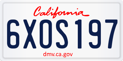 CA license plate 6XOS197