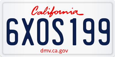 CA license plate 6XOS199