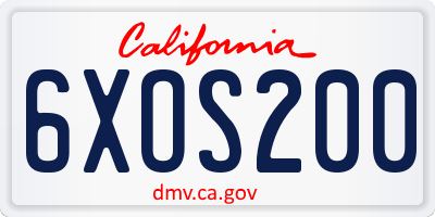 CA license plate 6XOS200