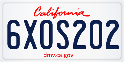 CA license plate 6XOS202