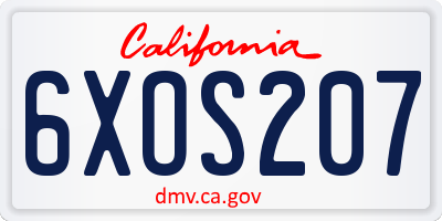 CA license plate 6XOS207