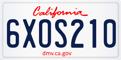 CA license plate 6XOS210