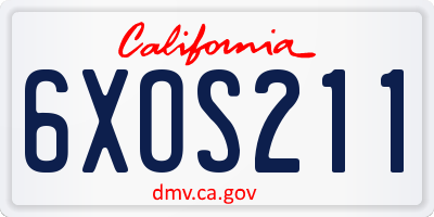 CA license plate 6XOS211