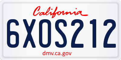 CA license plate 6XOS212