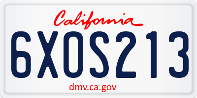 CA license plate 6XOS213