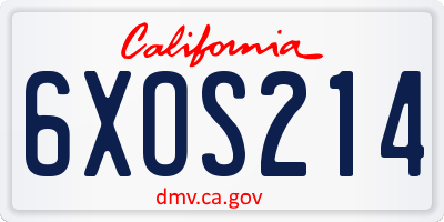 CA license plate 6XOS214