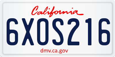 CA license plate 6XOS216