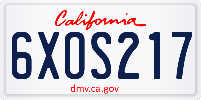CA license plate 6XOS217