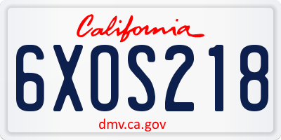 CA license plate 6XOS218