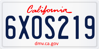 CA license plate 6XOS219