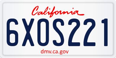 CA license plate 6XOS221