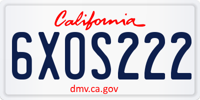 CA license plate 6XOS222