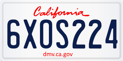 CA license plate 6XOS224