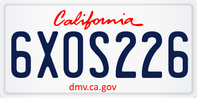 CA license plate 6XOS226