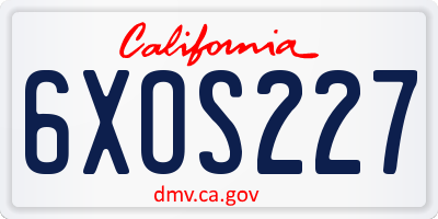 CA license plate 6XOS227