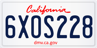 CA license plate 6XOS228