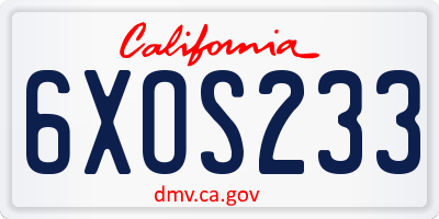 CA license plate 6XOS233
