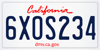 CA license plate 6XOS234